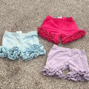 Ruffled Kids Shorts Set - Pink, Blue, and Purple
